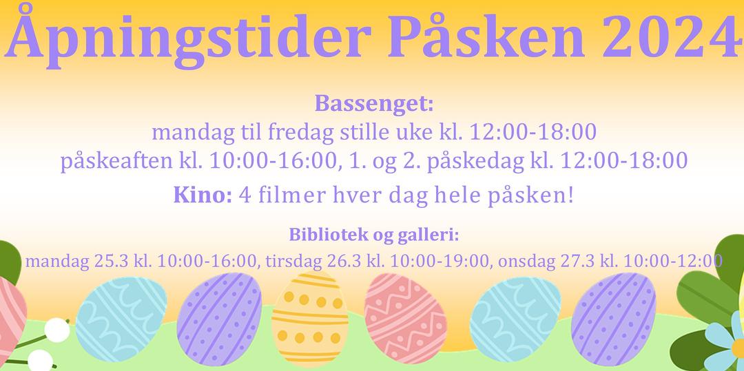 Bilde/illustrasjon for Påsken 2024 - Bassenget åpent kl. 12-18!