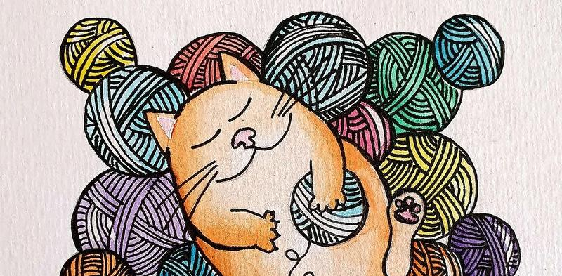 Bilde/illustrasjon for Garnkaféen - språkkafé med håndarbeid på Kulturbadet bibliotek